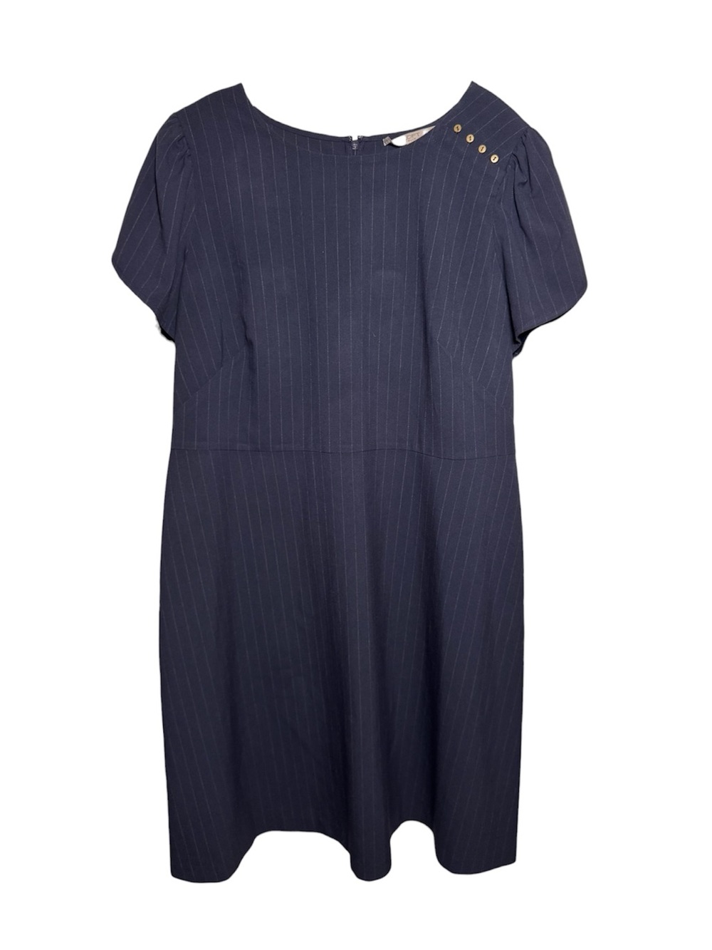 Loft plus Navy Pinstripe Short Sleeve Shift Dress size 16